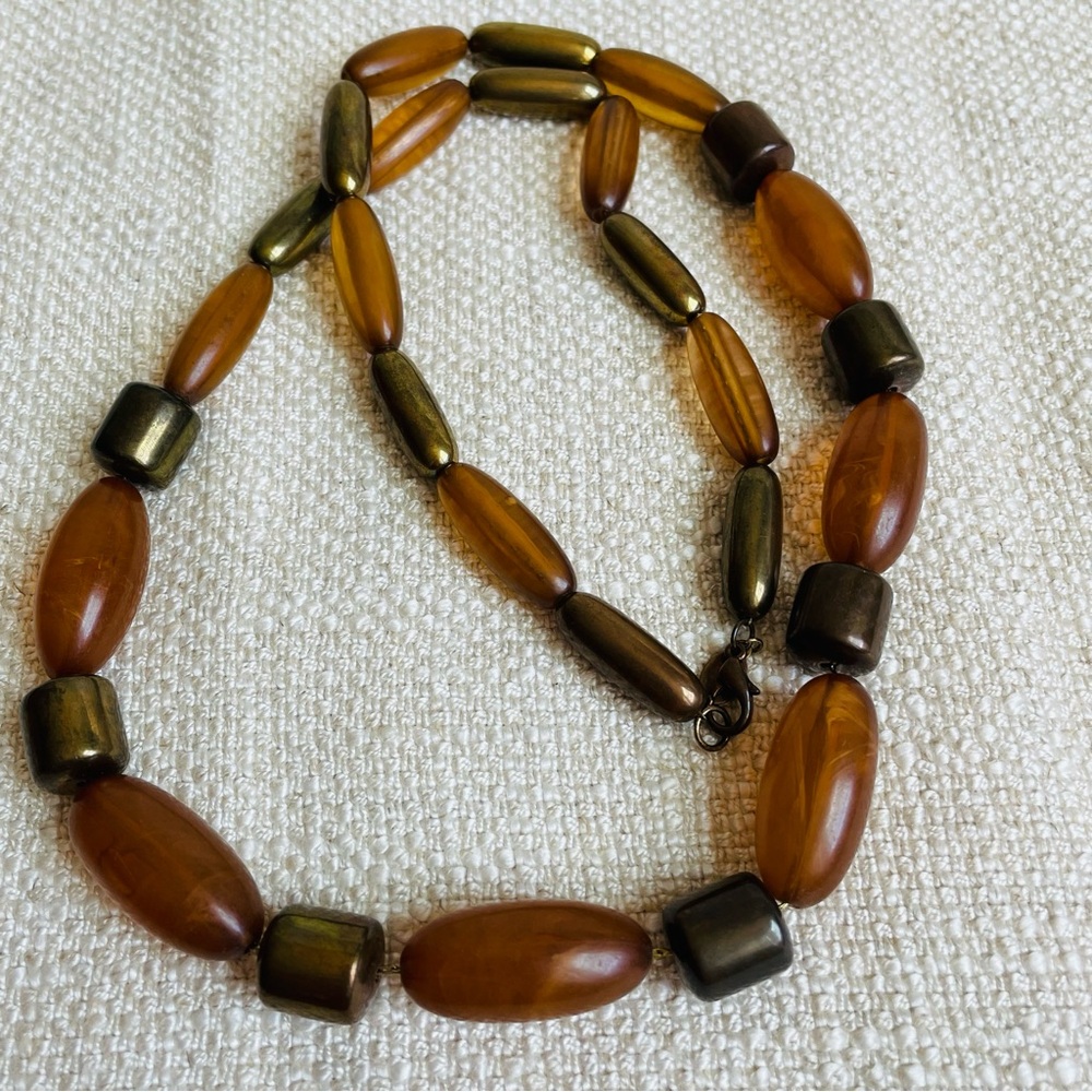 Amber-Tone Lucite Beaded Statement Necklace - Women Jewelry
